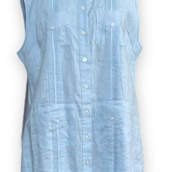LaHabana Miami Linen Cubavera Cuban Style Guayabera Sleeveless Shirt Dress - Picture 8 of 16